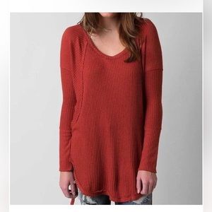 Free People Ventura Drippy High Low Rust Burnt Orange Thermal Top Small